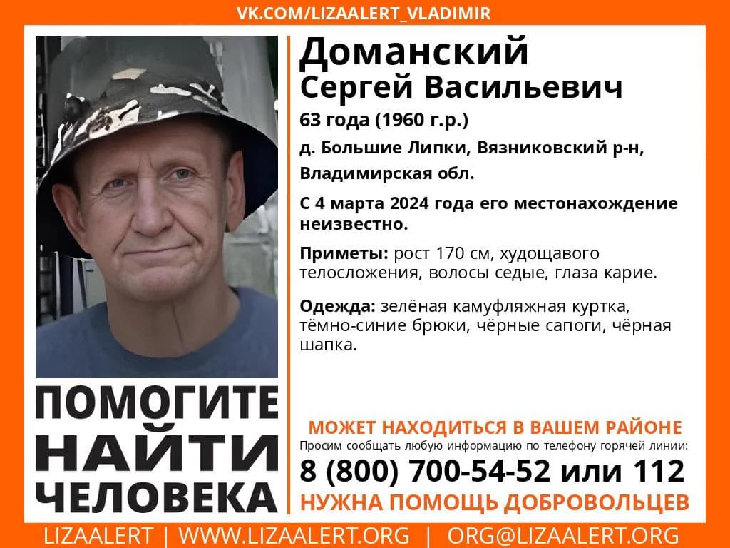 Во Владимирской области вторую неделю ищут пенсионера