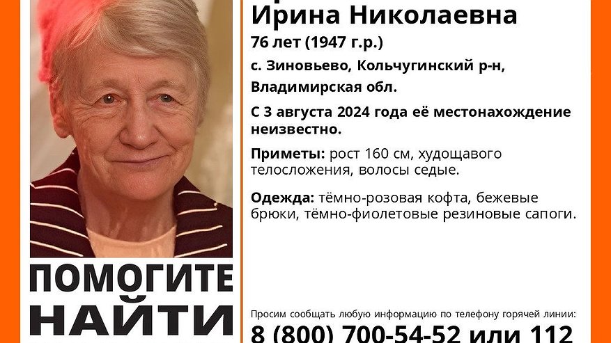 Главная картинка новости: Продолжаются поиски 76-летней пенсионерки, исчезнувшей 3 августа