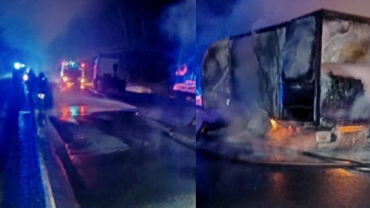 Главная картинка новости: На трассе А-108 во Владимирской области ночью загорелся грузовик