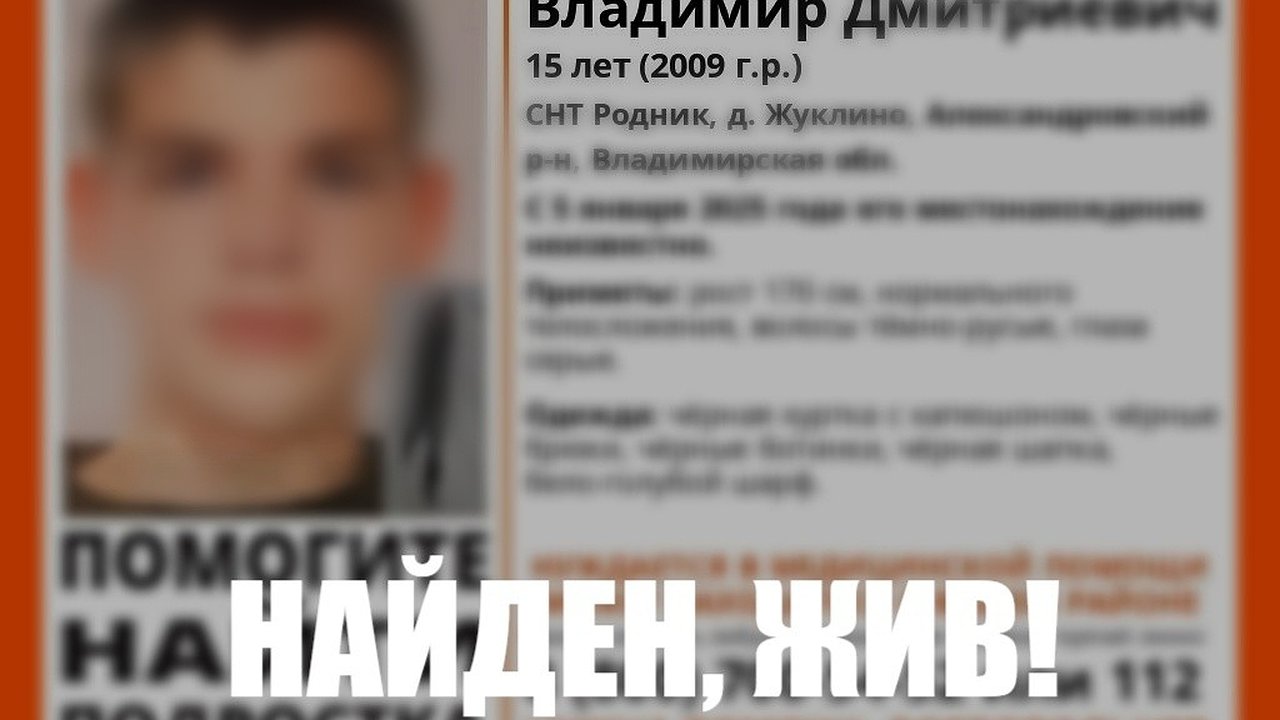 Главная картинка новости: Пропавший 15-летний Владимир Перепеченков найден живым
