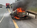 В Судогодском районе на трассе М-12 загорелся легковой автомобиль