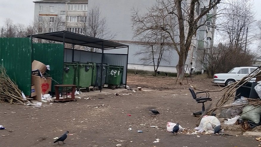 Главная картинка новости: В Кольчугинском районе придомовые территории оказались забросаны мусором