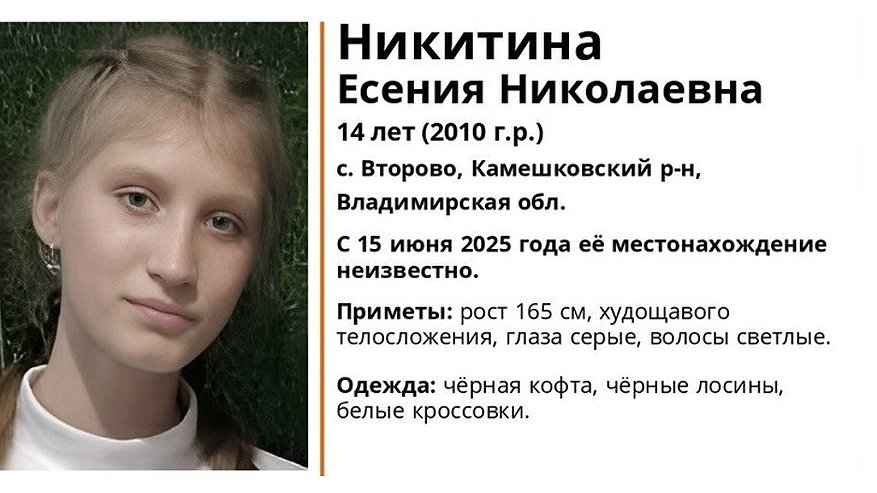 Главная картинка новости: В регионе разыскивают 14-летнюю девушку в чёрной кофте и белых кроссовках