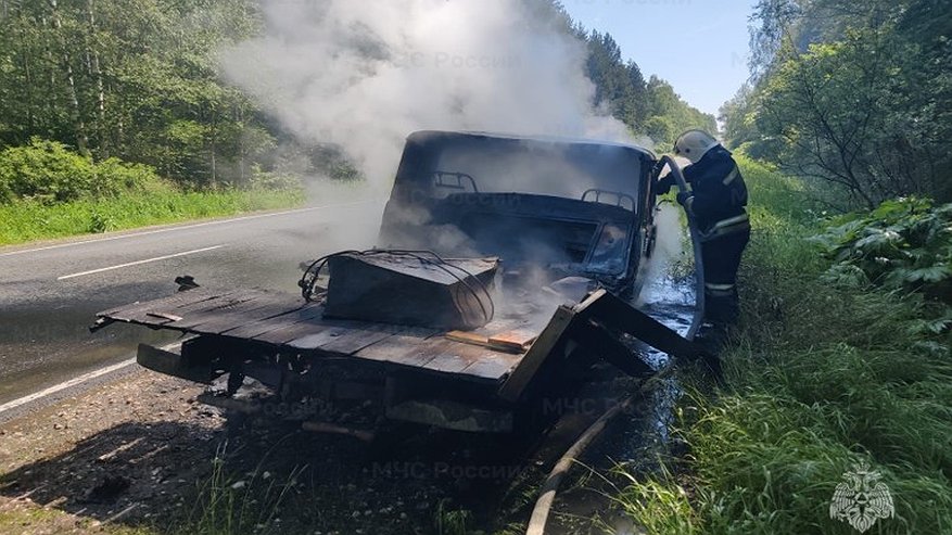 Главная картинка новости: На трассе 17К-2 под Муромом пожар уничтожил автомобиль