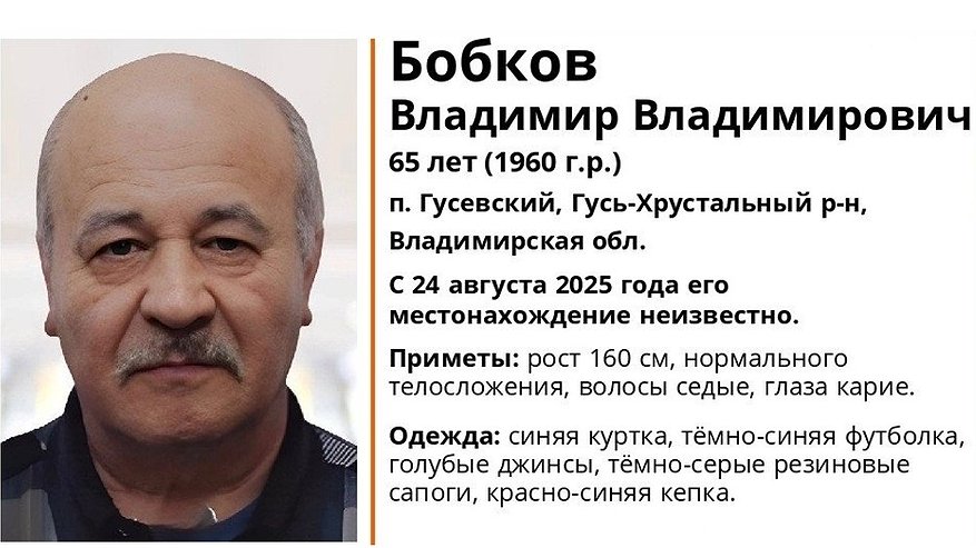 Главная картинка новости: В Гусь-Хрустальном районе пропал 65-летний мужчина в синей куртке и голубых джинсах