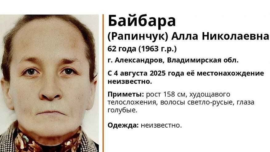Главная картинка новости: Во Владимирской области разыскивают пропавшую 62-летнюю женщину из Александрова