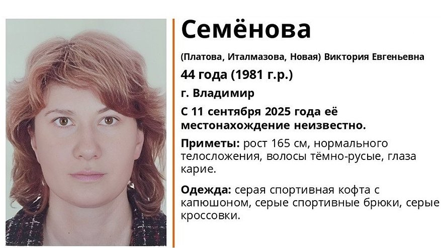 Главная картинка новости: Во Владимире ищут пропавшую 44-летнюю женщину в серых спортивных кофте и брюках