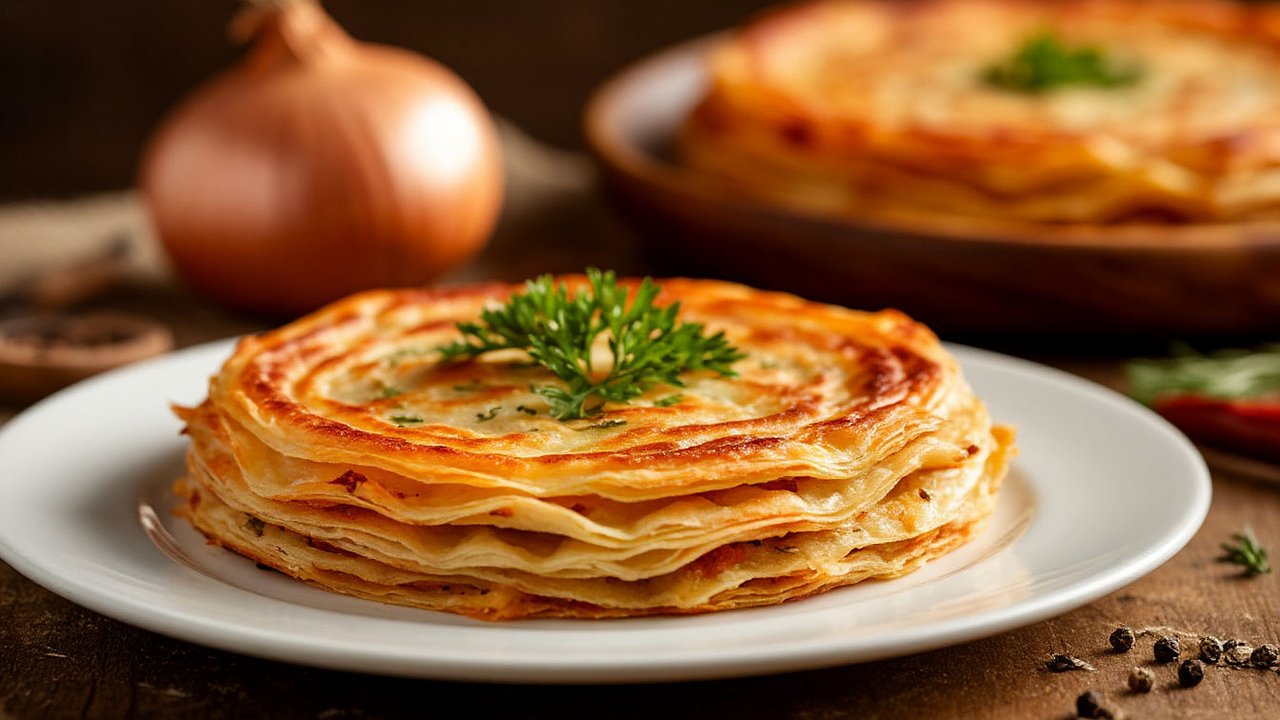 Главная картинка новости: Домашняя котлама: хрустящая лепешка с луком, которую легко повторить на своей кухне
